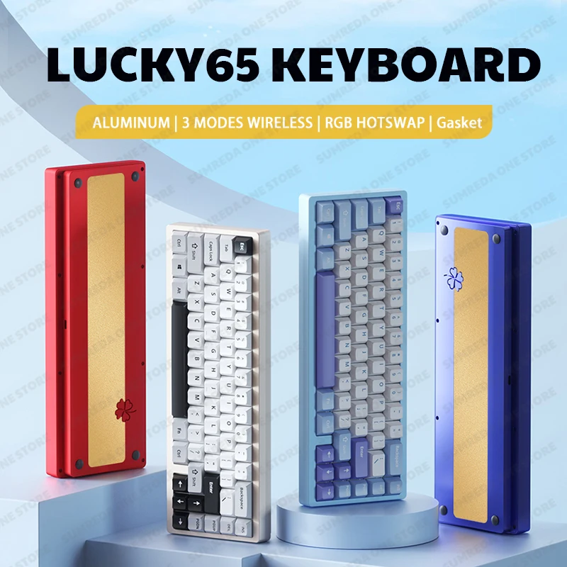 SUMREDA Sugar65 V2 Lucky65 Mini Custom Wireless Aluminum Mechanical Keyboard Kit RGB Bluetooth Wired Gaming Hotswap Keyboard