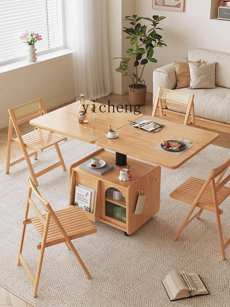 Tqh Modern Minimalist Log Cream Style Removable Coffee Table Nordic Adjustable Tea Table Dining Table