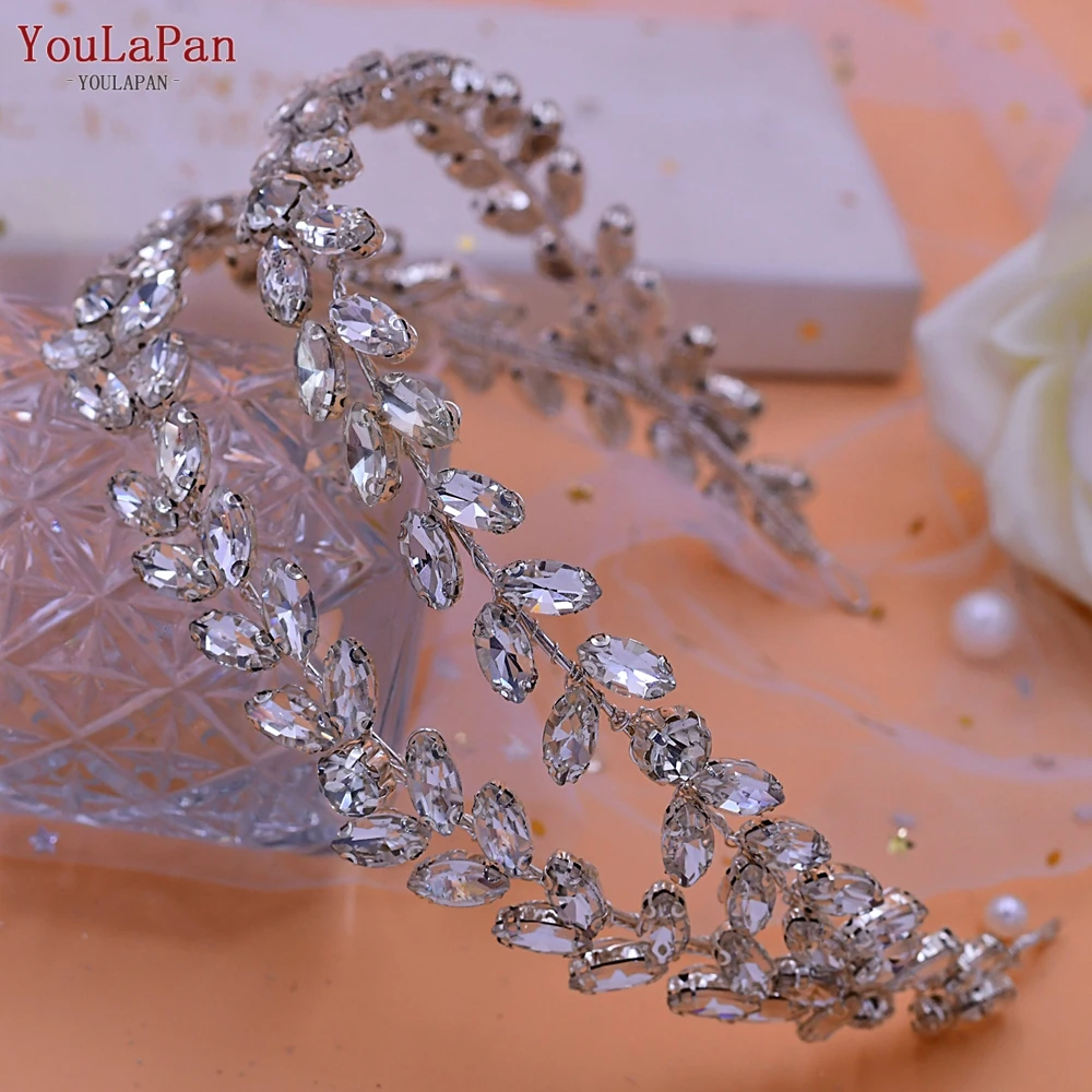 

YouLaPan Rhinestone Bridal Headband Fashion Hair Band for Banquet Women Wedding Headpiece Sparkling Birthday Queen HP403