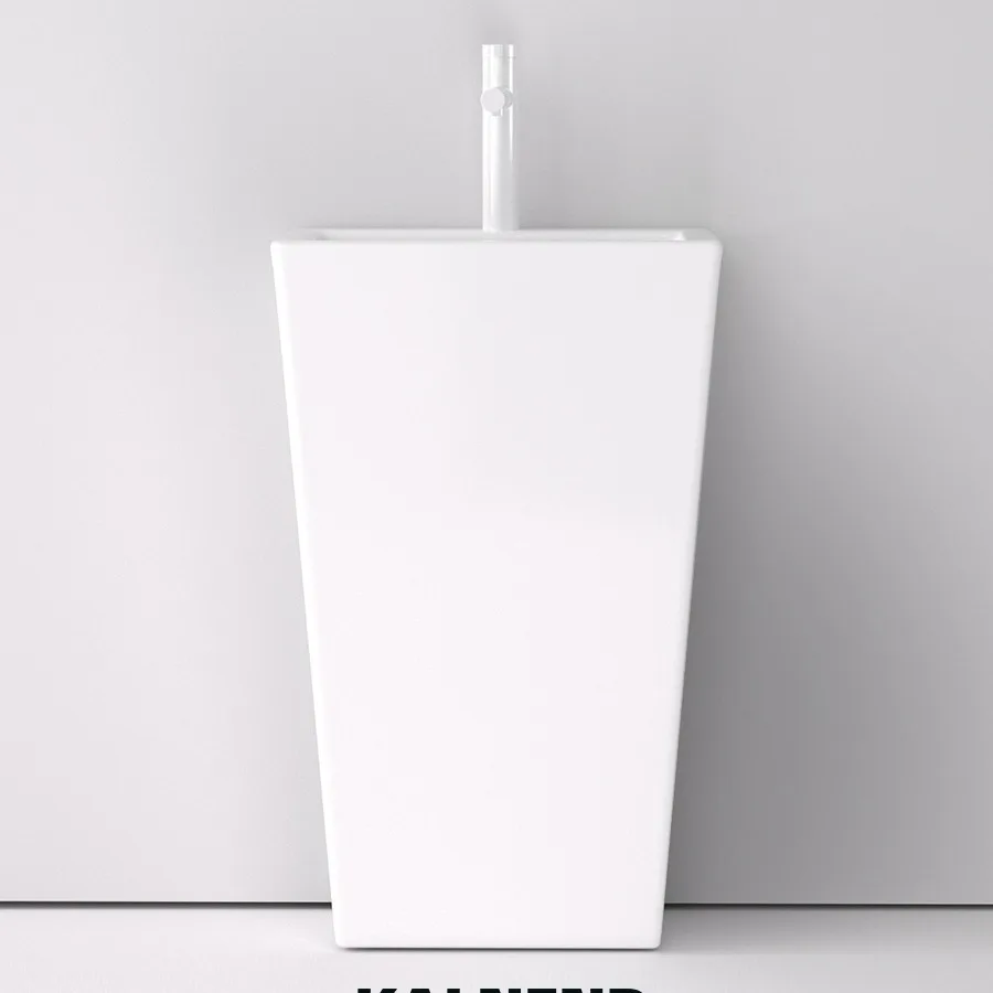 Cream ceramic column basin integrated floor-to-ceiling bathroom balcony small apartment courtyard outdoor wash basin