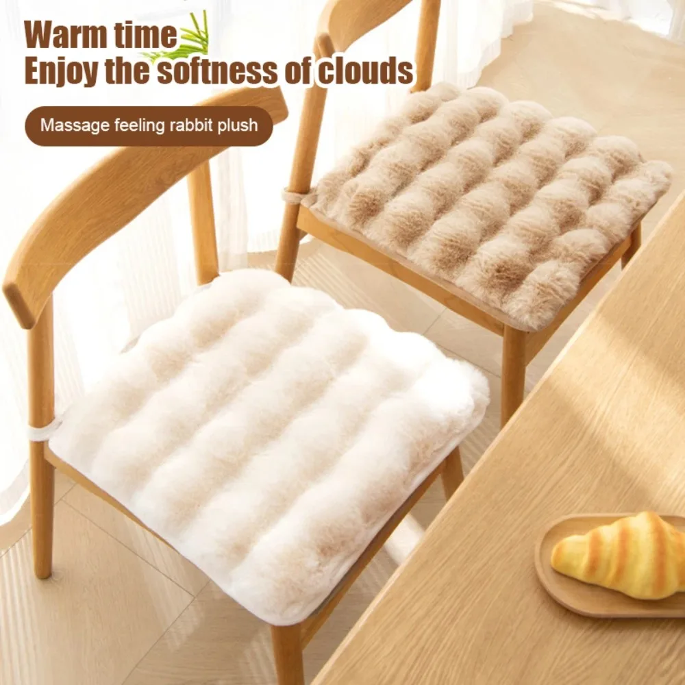 Warm Rabbit Chair Seat Thickened Non Slip Winter Chair Pads Square Chair Seat Pads Office