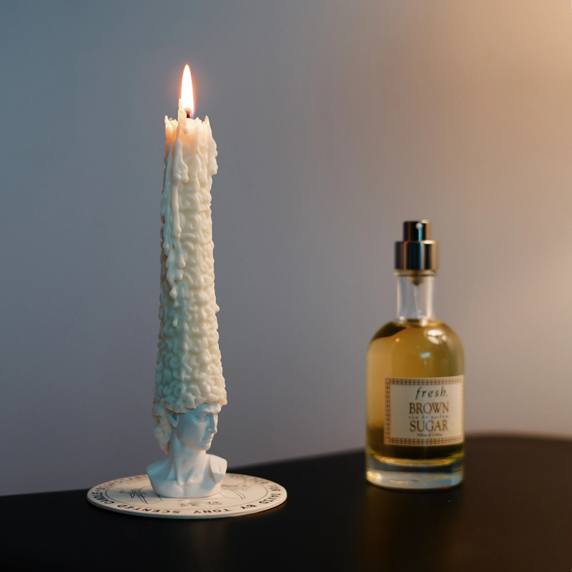 

3D Long Hair David Silicone Candle Mold，DIY Handmade Plaster Decor Exopy Resin Mold，Creative Burning Candle Bald Head Shape