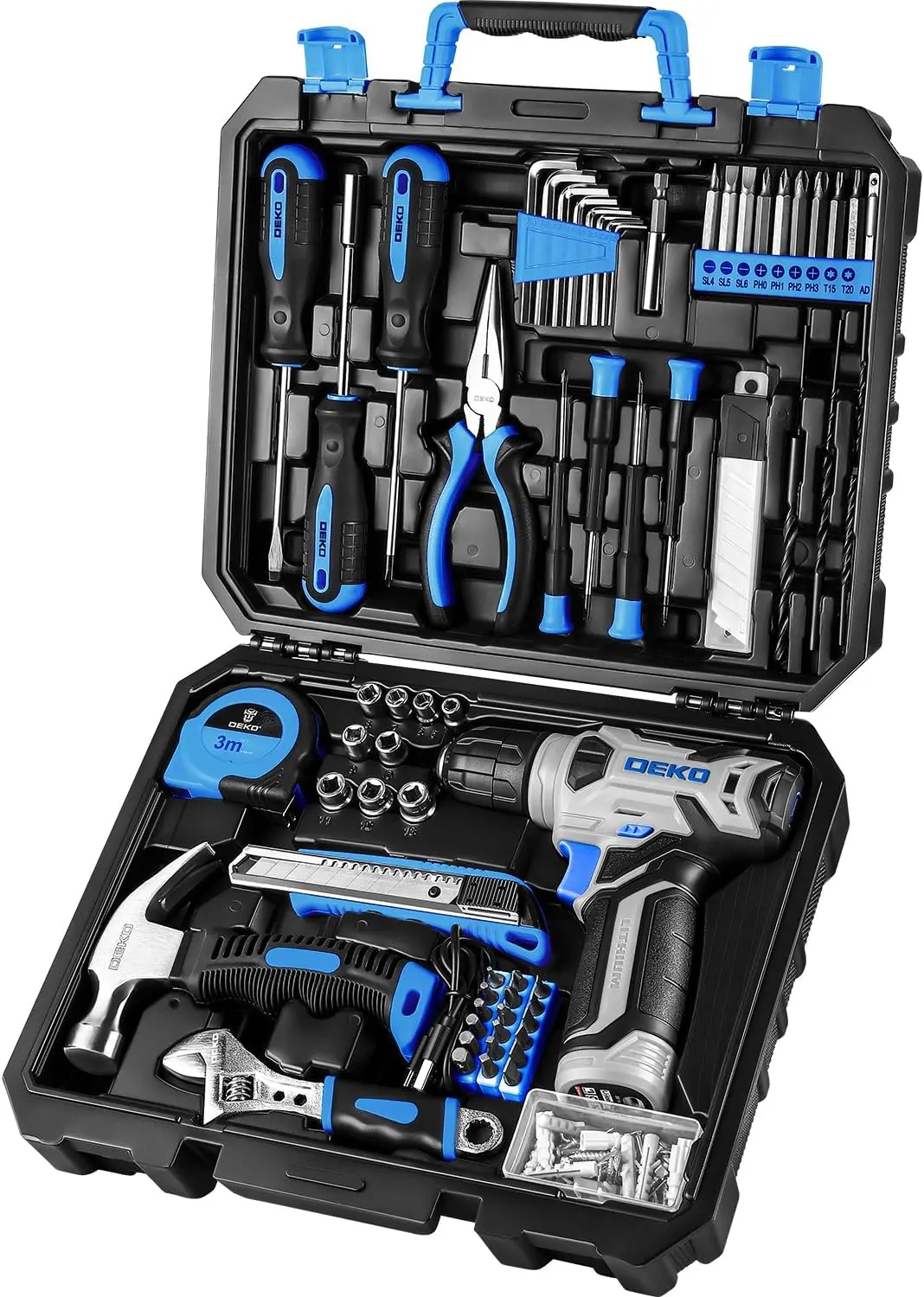 

8V Cordless Drill Set, 126 Piece Home Tool Kit with Drill, Hand Tools for Women DIY
