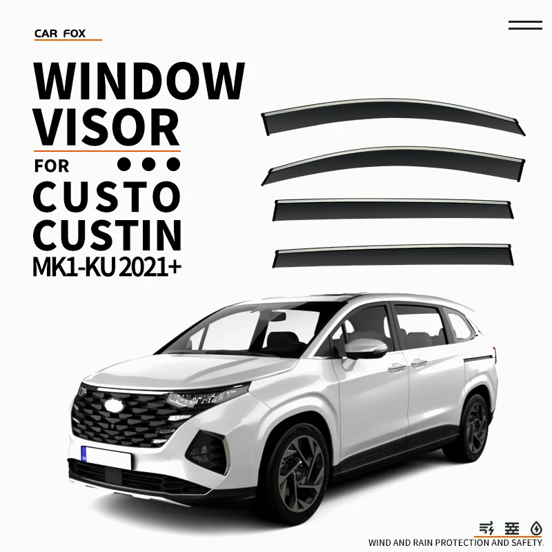 

For Hy-undai CUSTO/Custin MK1-KU 2021+ Plastic Window Visor Vent Shades Sun Rain Deflector Guard 4PCS/SET