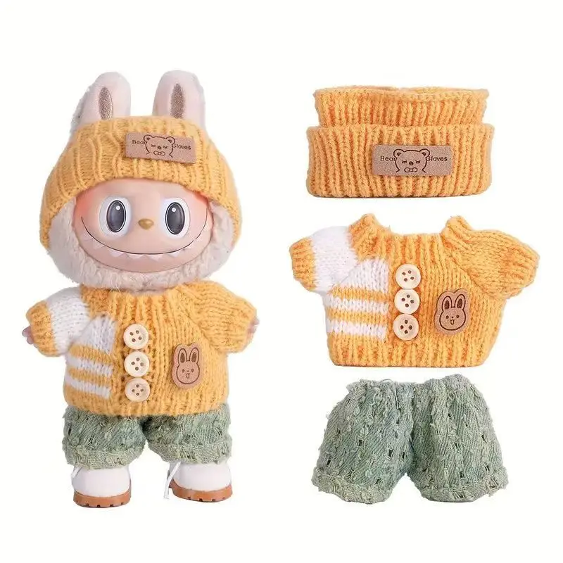 Ropa labubu de 17cm, ropa para muñeca de peluche, ropa bonita de macarrón, regalo para niños DIY, ropa para perros, accesorios para el cabello v1 v2