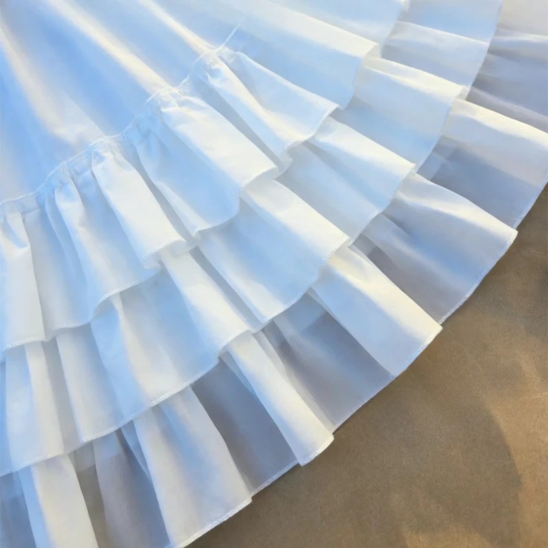 Weißer Dreischichtiger Plissierter Baumwollstoff Spitzen-Rüschenkragen Stickerei-Band DIY Hochzeitskleid Puppenkleidung Zubehör – Detail 2
