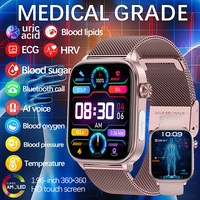 2024 New ECG+PPG Medical Grade Smart Watch Women Blood Glucose Blood Lipid Uric Acid Women Menstrual Health Tracker Smartwatches