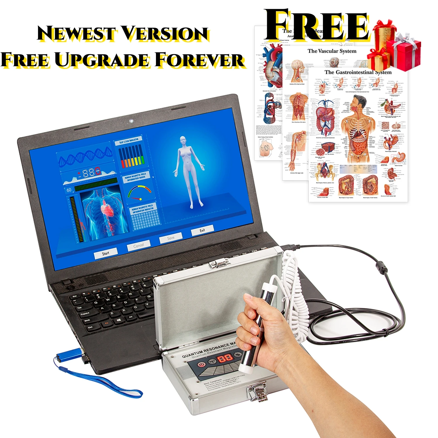 Newest 6TH Gen Quantum Magnetic Resonance Body Analyzer | Health Check Set with 54 Reports, Sub-Health Analysis Tool