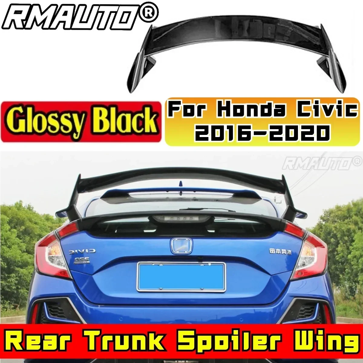 Car Rear Trunk Wing Body Kit Car Rear Spoiler Wing For Honda Civic 2016 2017 2018 2019 2020 10th Gen FK7 Hatchback Tunning Part