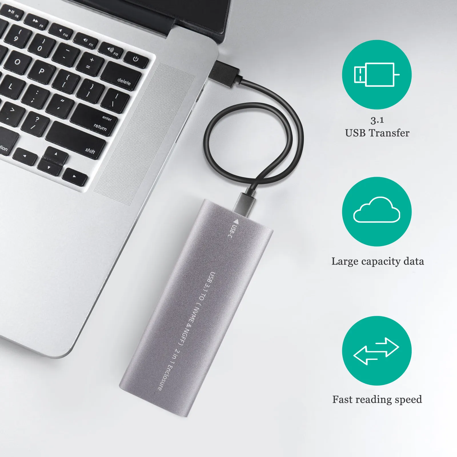 External Portable Hard Drive Small SSD USB 3.1 Type-C Aluminum Alloy Dual Protocol Solid State Drive Mobile Hard Disk