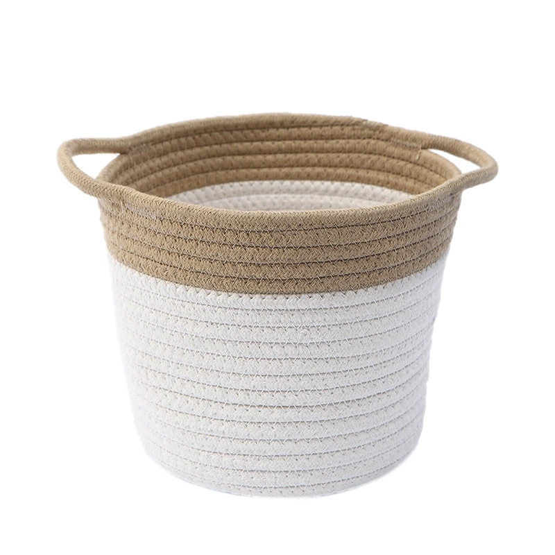 Premium Woven Algodão Corda Cesta De Lavanderia, Cobertor De Armazenamento, Sala De Estar