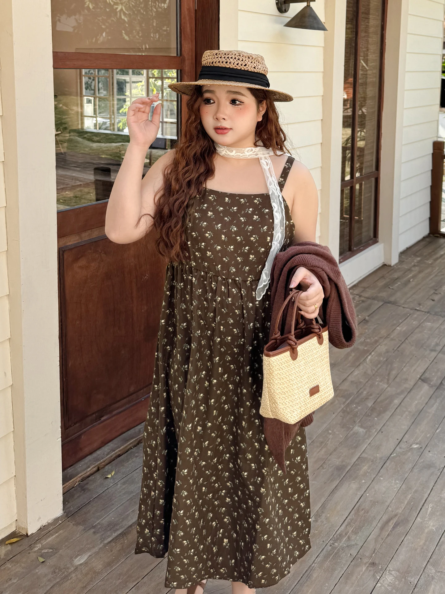 

plus Size Women's Tie Dye Floral Print Vintage Polyester Fiber High Waist A-Line Dr Spring Summer Casual Wear Miss38