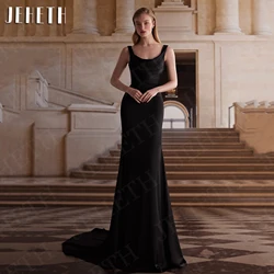 JEHETH Unique Black Mermaid Evening Dress Satin Pleats Sleeveless Bespoke Occasion Dresses vestidos de fiestas elegantes mujer