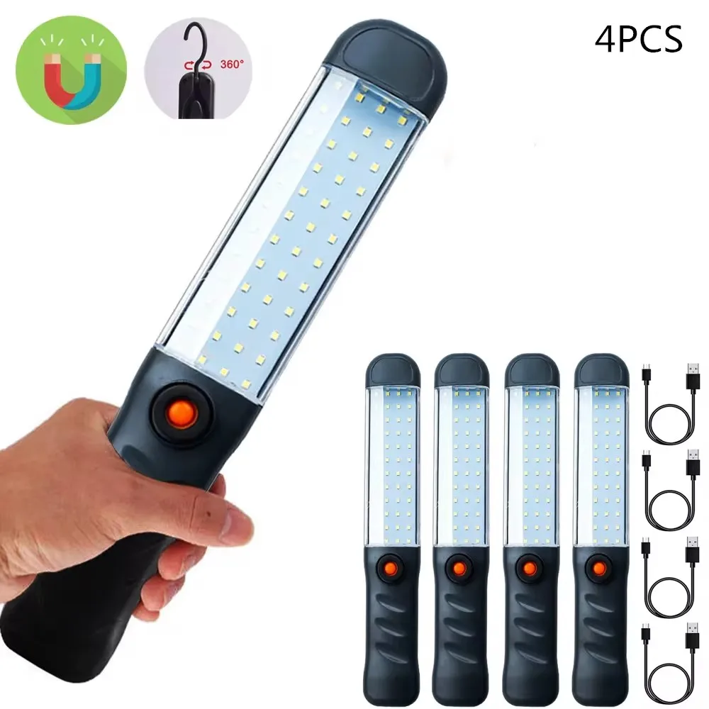 Rechargeable LED Work Light Magnetic Base Waterproof 3 Modes LED Flashlight Inspection Light for Outdoor Car Repair Household