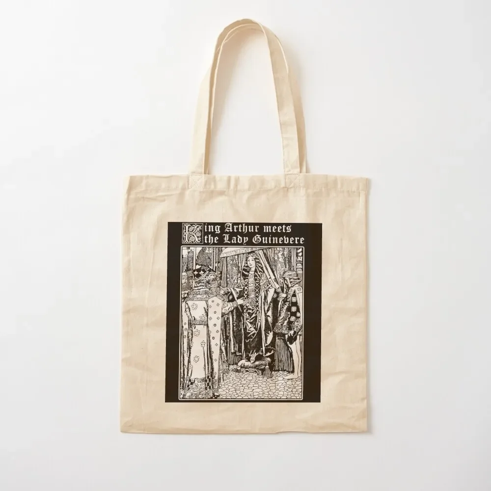 

King Arthur Meets Guinevere, Arthurian Gift, Myths and Legends, Vintage Illustration Tote Bag eco pack Tote Bag