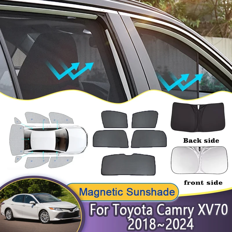 

Автомобильный козырек для Toyota Camry XV70 2018 ~ 2024 2020 2022 Daihatsu Altis, солнцезащитный козырек на окно, сетчатые магнитные солнцезащитные козырьки, аксессуары для штор