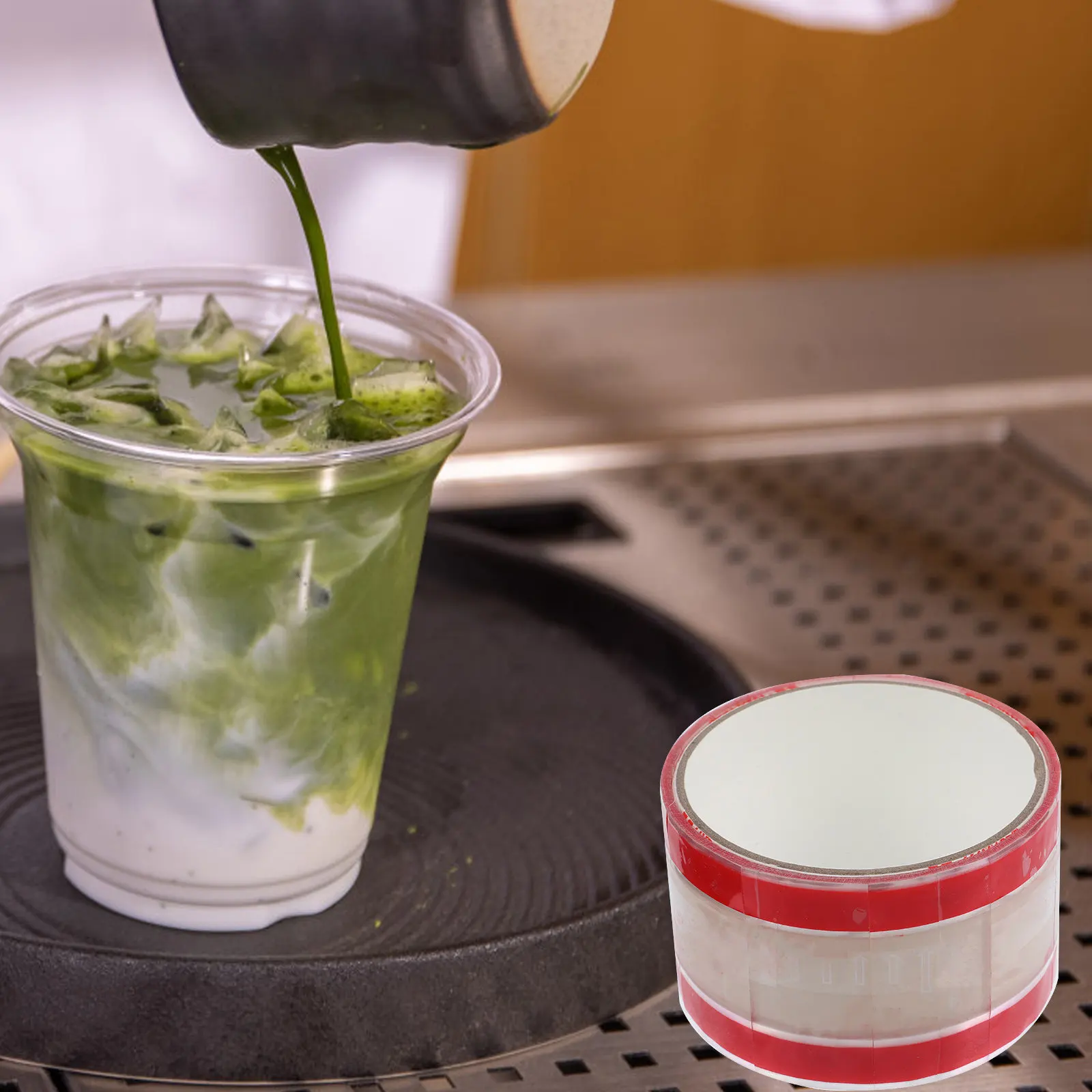 

1 Roll Milk Tea Seal Sticker Clear Transparent Beverage Sealing Sticker Leak Proof Coffee Cup Seal Labels Adhesive Clear