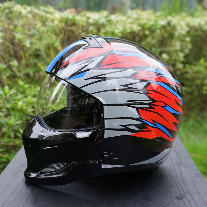 

Colorful Native American style dark style motorcycle helmet men 3 color lenses winter helmet men's personalized