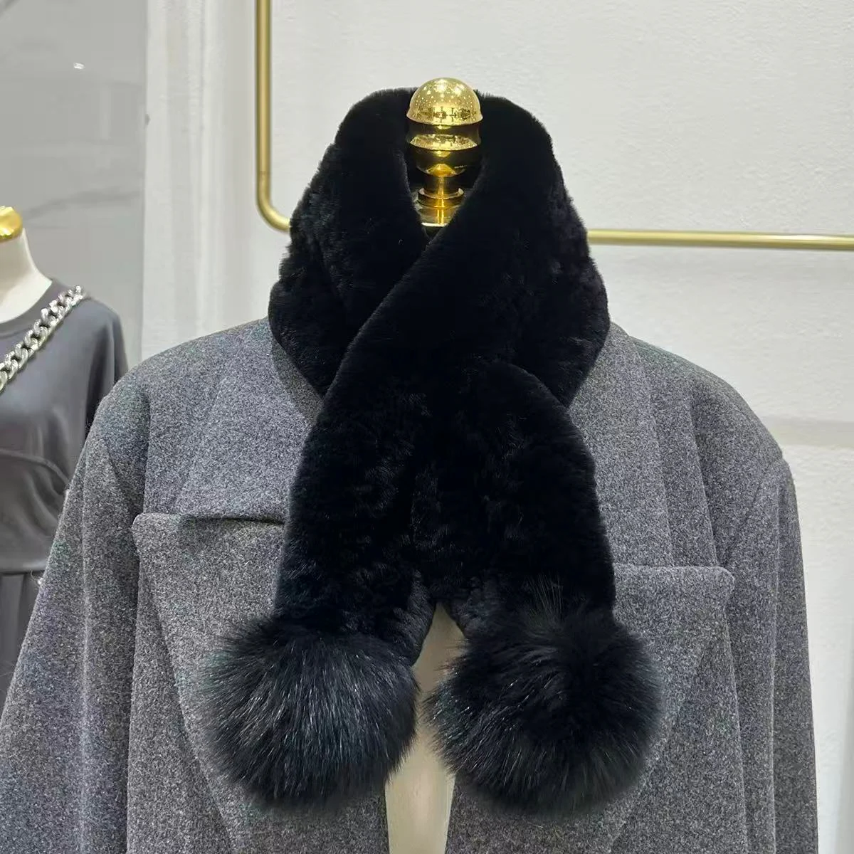 

FEIMANYUAN женский новый зимний шарф из натурального кроличьего меха, шарфы из натурального меха, теплый шарф из натурального лисьего меха, зимний удлиненный шарф из натурального меха