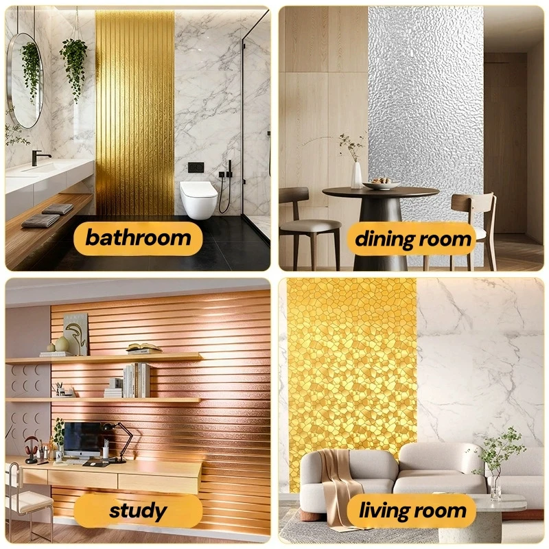 Papel tapiz de textura metálica de espuma de 3M x 40cm para revestimiento de paredes, pegatinas de pared autoadhesivas gruesas impermeables, decoración del hogar