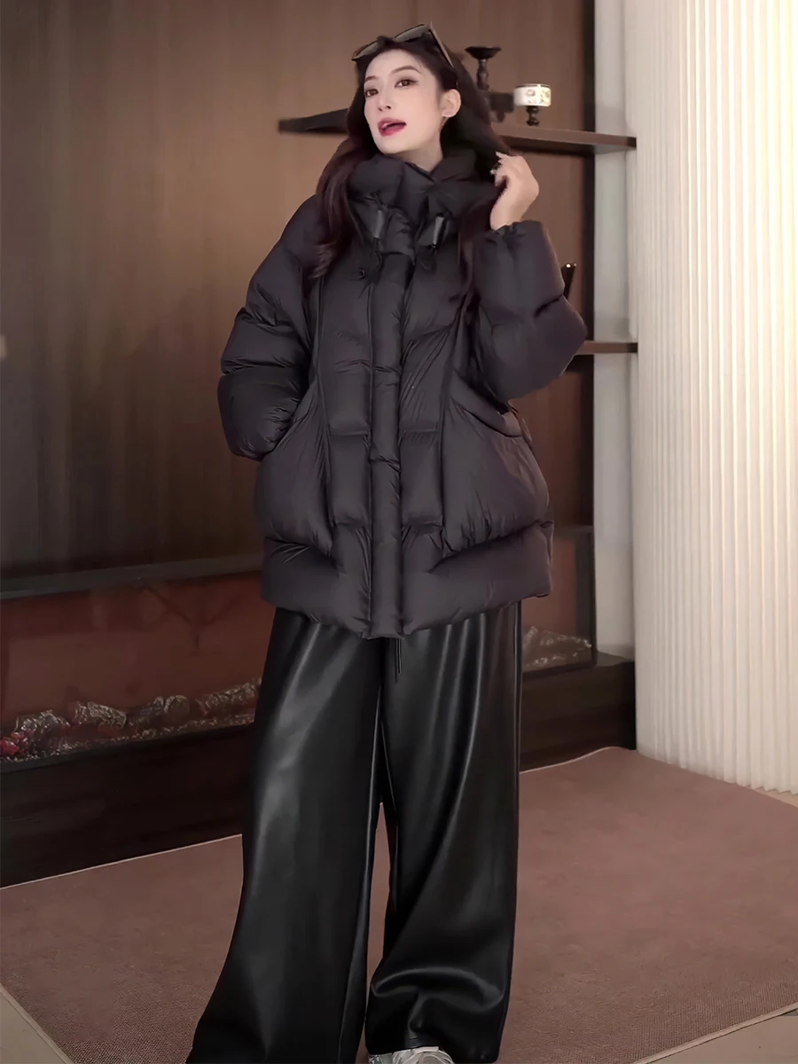 

Женская зимняя куртка-пуховик Thiened белого цвета, с капюшоном, теплая, стандартной длины, без бренда