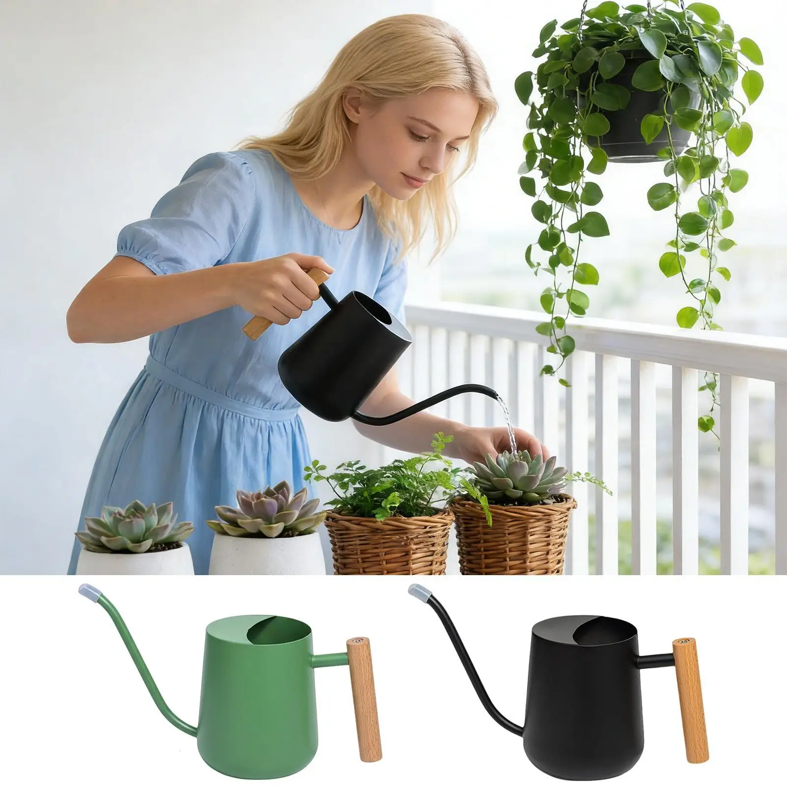 

Лейка для улицы, 1000 мл, металлический горшок из нержавеющей стали, садовая лейка для цветов для домашнего офиса, балкона, в помещении, на открытом воздухе, сада