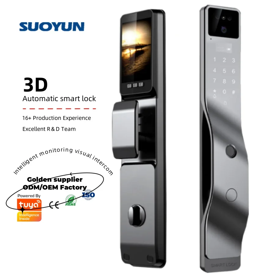 OEM Factory Smart Door Digital Lock Full Automatic Fingerprint Tuya App Face Recognition Home Security Smart Door Lock