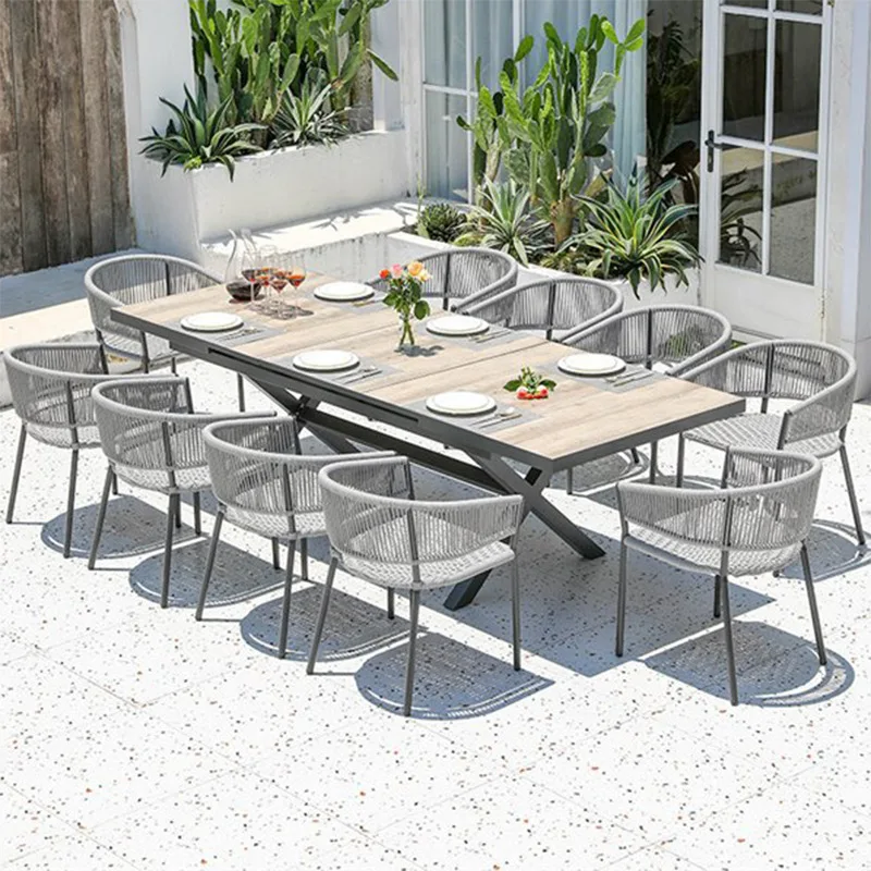 Nordic outdoor dining table and chair combination, courtyard garden, bed and breakfast hotel, open-air barbecue table