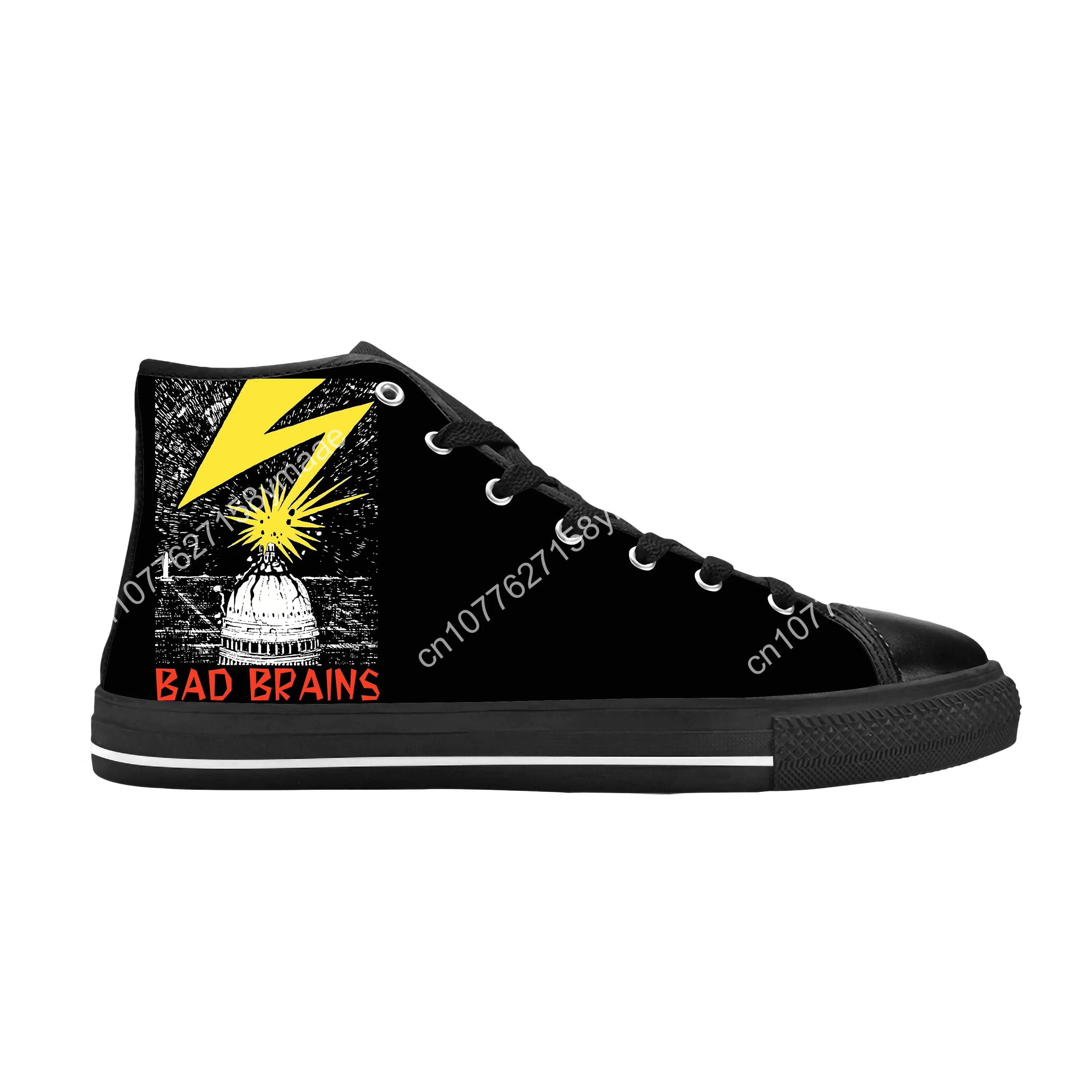 Bad Brains Punk Rock Band Singer Music Cool Funny Casual Cloth Shoes High Top Comfortable Breathable 3D Print Men Women Sneakers