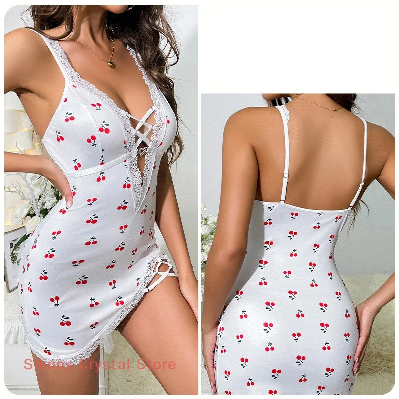 1 Juego de camisolas sexis de verano, faldas de longitud media, lencería Sexy para mujer, ropa para el hogar