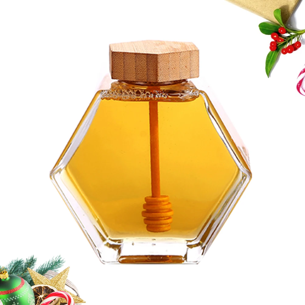 

380 Ml Container Glass Bottle Storage Jars with Dipper Bamboo Overnight Pot