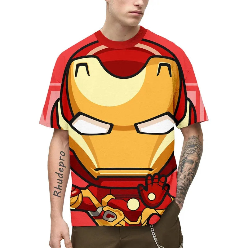 

Miniso 2024 New Mens Summer Iron Man 3D Print T-shirt O-neck Short Sleeve T Shirt Casual Loose Hip Hop Kids Funny T Shirts Tops