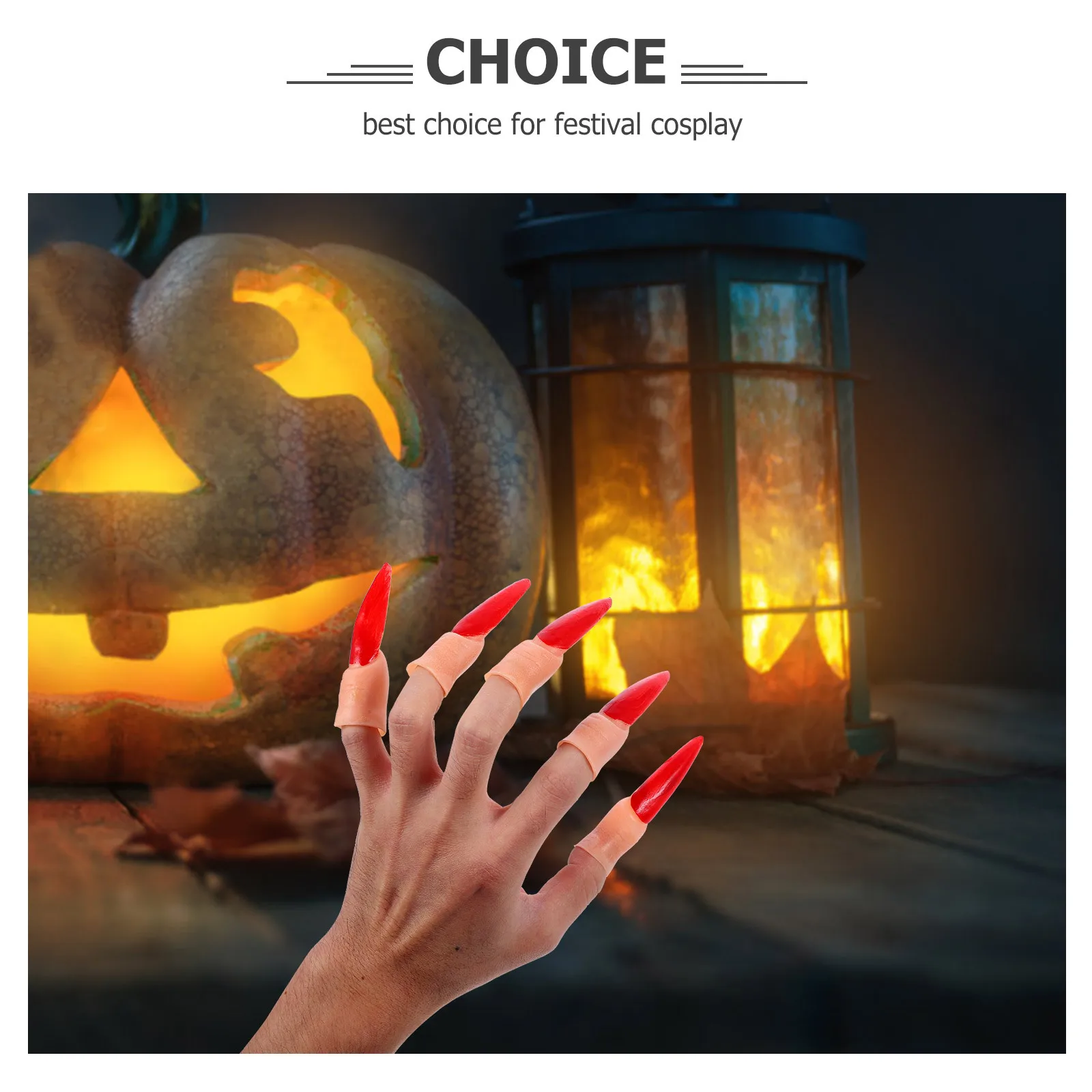 

20Pcs Fake Witch Fingers Nail Covers Halloween Plastic Fingers for Scary Party Cosplay Zombie Nails Costume Props