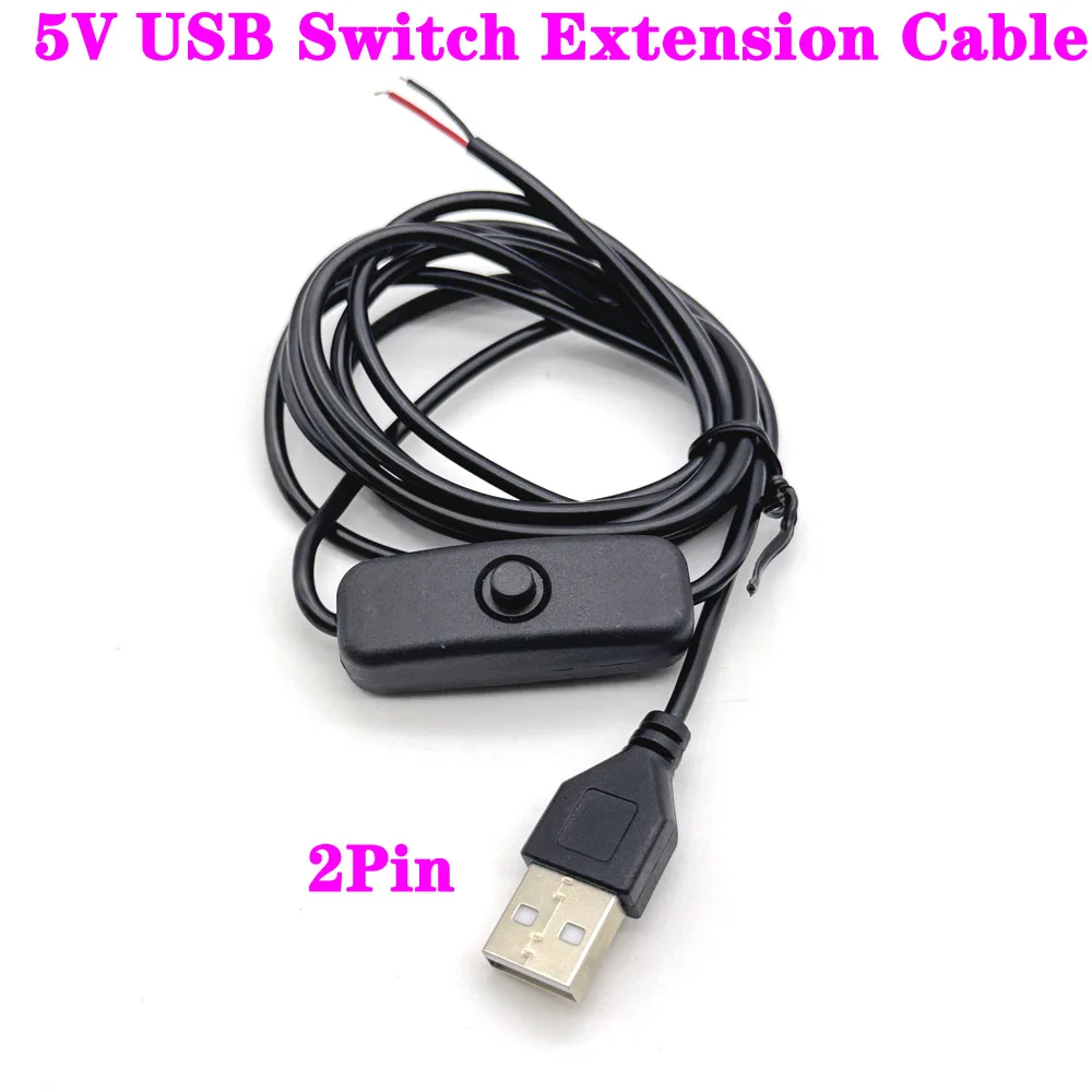

2P 5V With Switch ON/OFF Male to Female USB Cable Cords Inline Extension Toggle for LED Strip Tape Lamp Port Cord Power Line