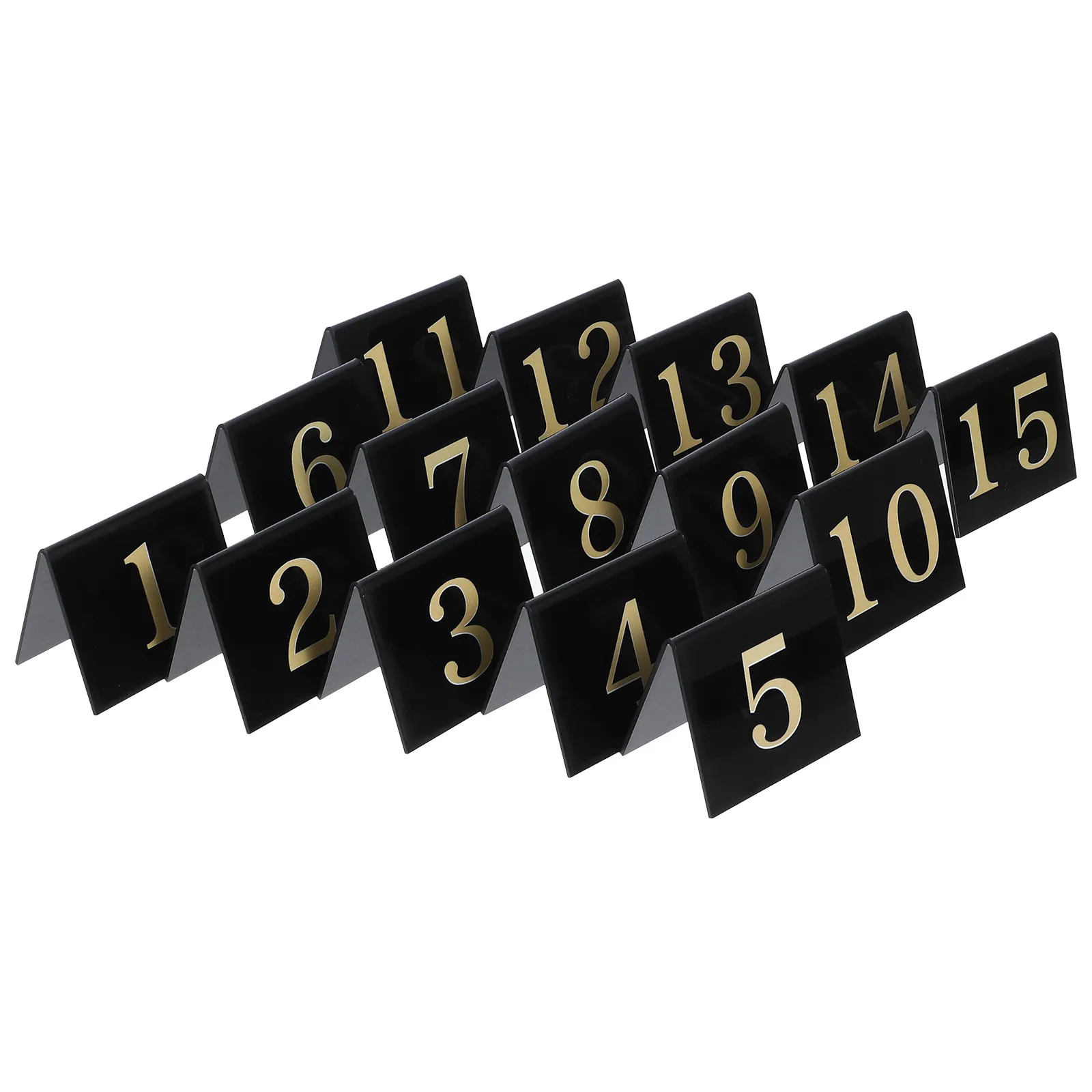 15Pcs Compact Table Numbers Acrylic V-Shaped Double-Sided High-Visibility Black Bold Numbers for Restaurant Cafe Detective Party view 6