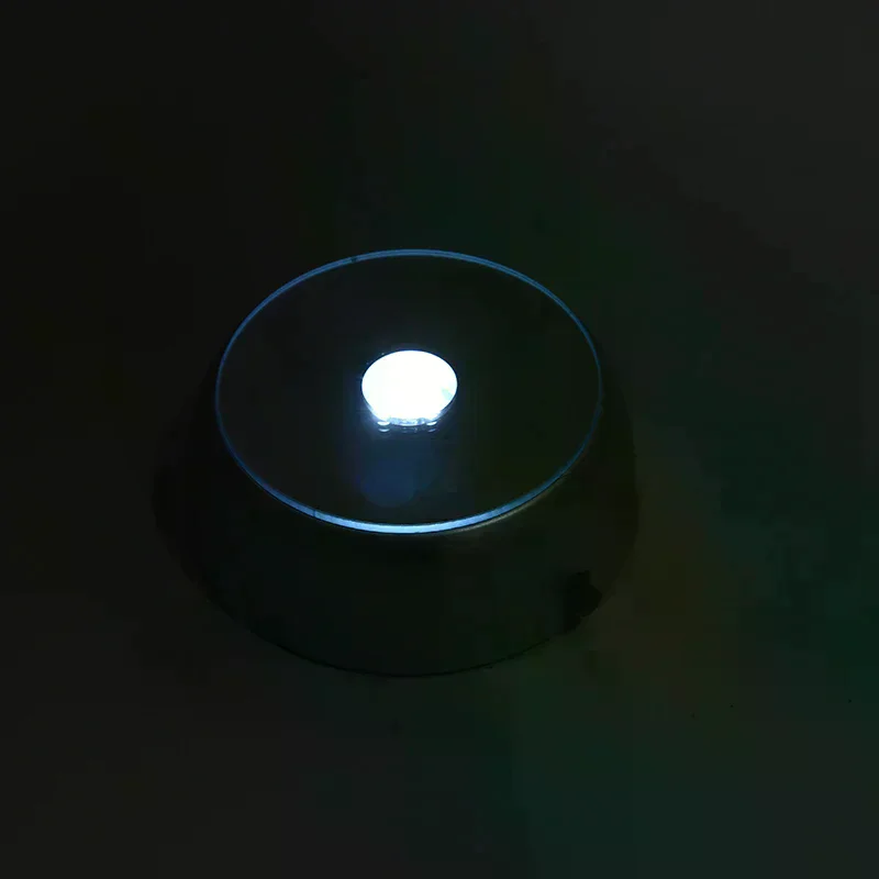 1pc 4 Leds Luminous Base Light Crystal Glass Display Colorful Round Stand Base High Performance