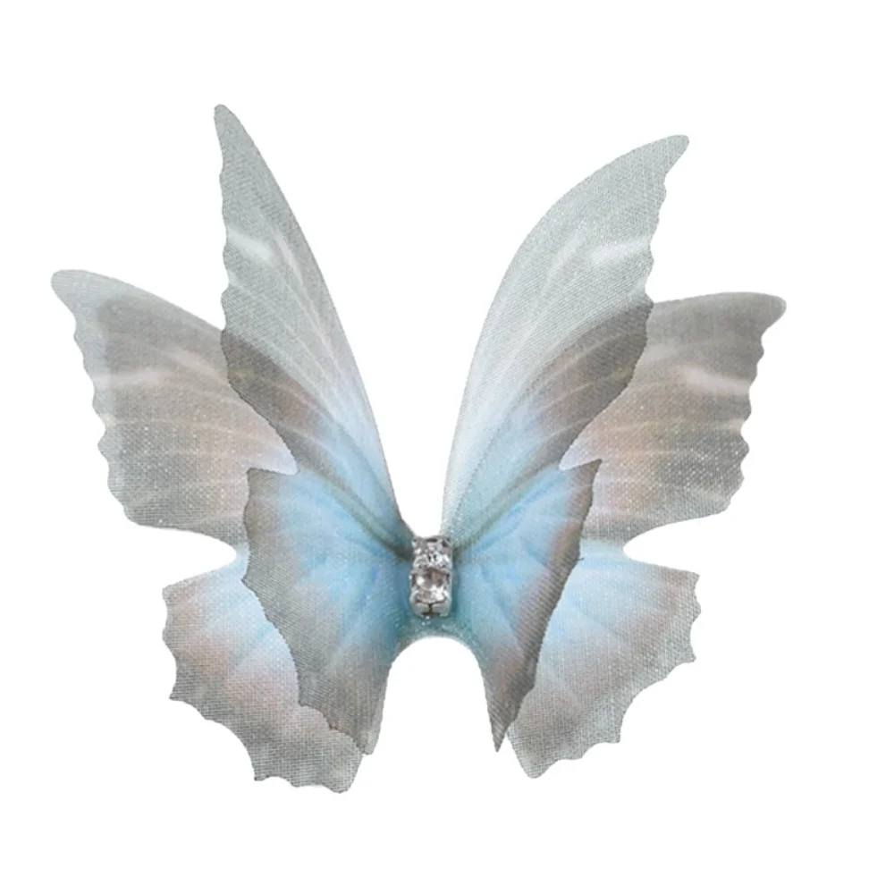 

50 шт. градиентных цветных аппликаций-бабочек из органзы, 5 см, 3D, из шифона, для рукоделия, двухслойные