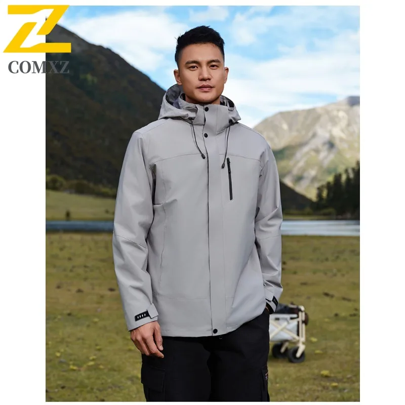 سترة رجالي للتزلج على جبال الألب من COMXZ سميكة للاستخدام الخارجي مقاومة للرياح سترة دافئة بسيطة بقلنسوة سترة واقية مريحة للخريف #6