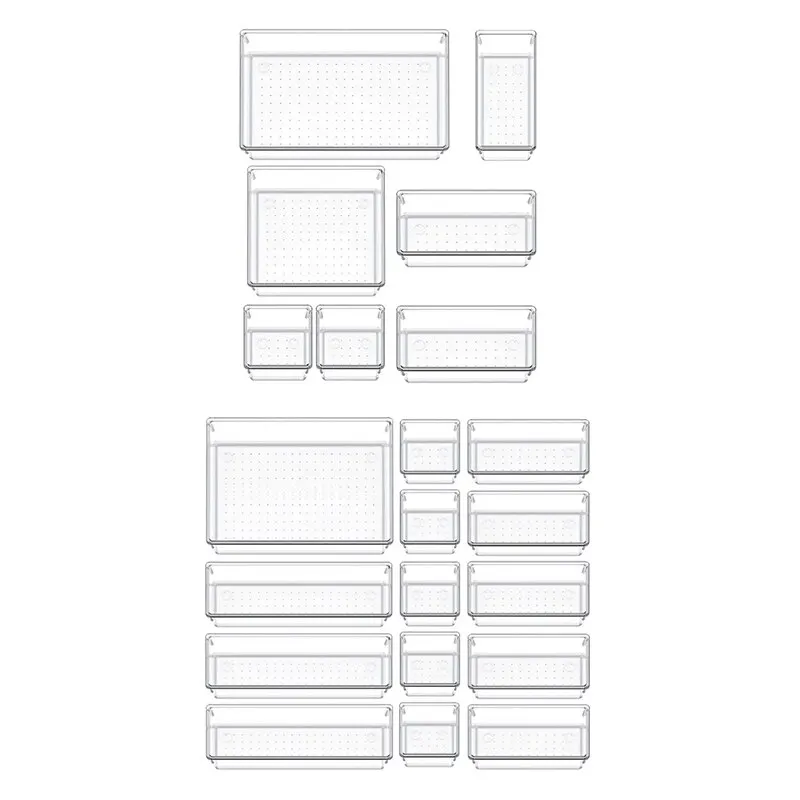 7/14 PC 서랍 주최자는 명확한 플라스틱 책상 분할을 설정 침실 드레서 사무실 보관 상자 메이크업 보석 가제트 