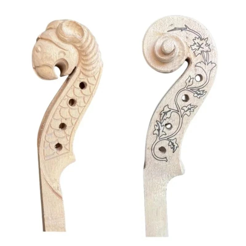 Master Level Hand-Carved 4/4 violin head neck 4/5 String,Imported maple carving old man/horse/dragon/woman head,violin parts