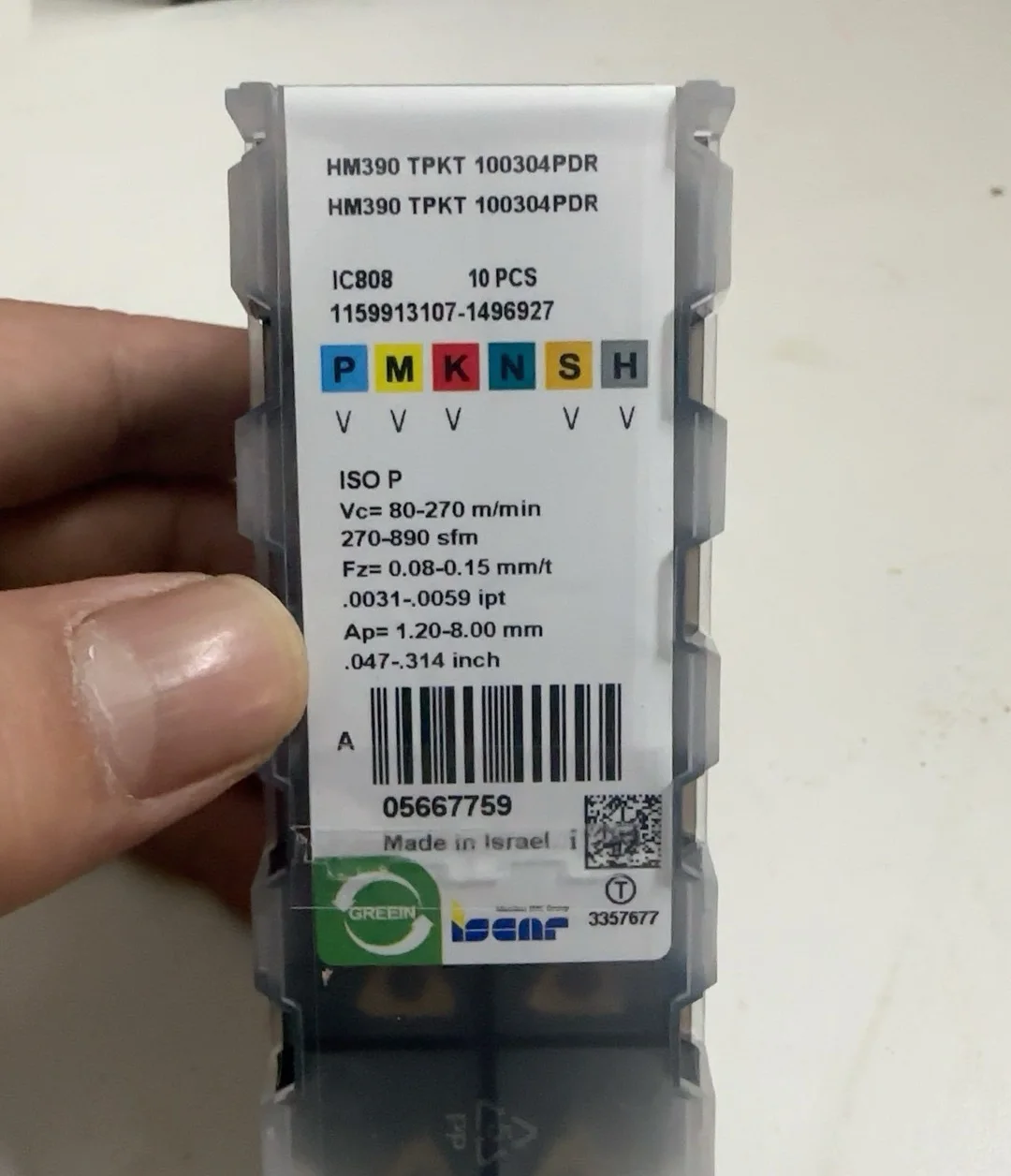 

Hard alloy cutting blades HM390TPKT100304PDR IC808