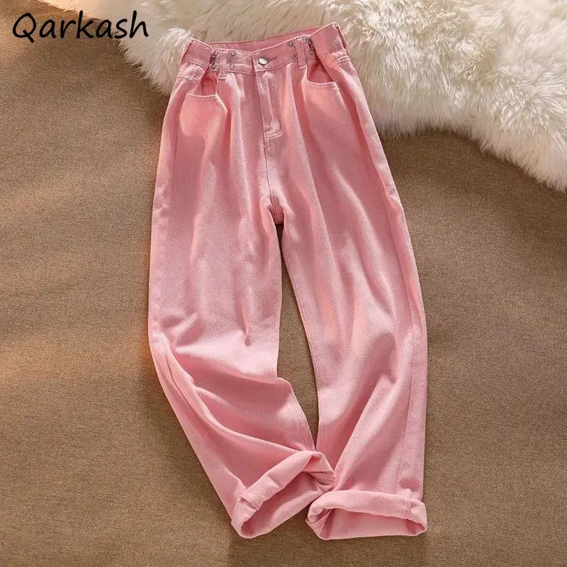 

Straight Jeans Women Vintage Casual Solid Streetwear Summer All-match Personality Temper Harajuku Aesthetic Ulzzang Trousers New