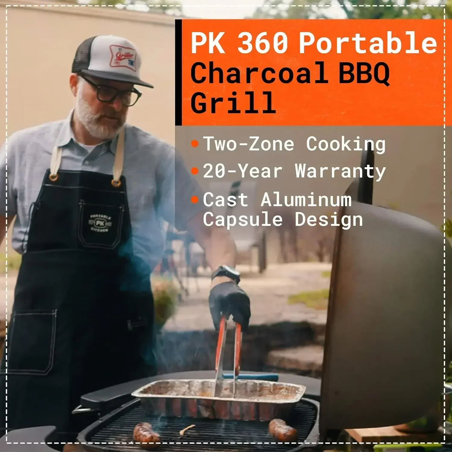 Portable Charcoal BBQ Grill And Smoker, Cast Aluminum Outdoor Kitchen Cooking Barbecue Grill For Camping, Backyard Grilling