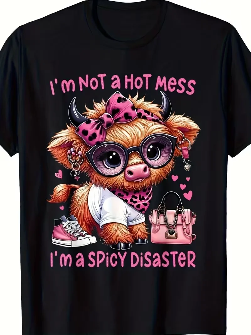 Trendy Casual Style Bubble Gum Cat Graphic TShirt Cute Kitty Wearing Glasses Print Tee Perfect for Home  T Shirts Women Clothing