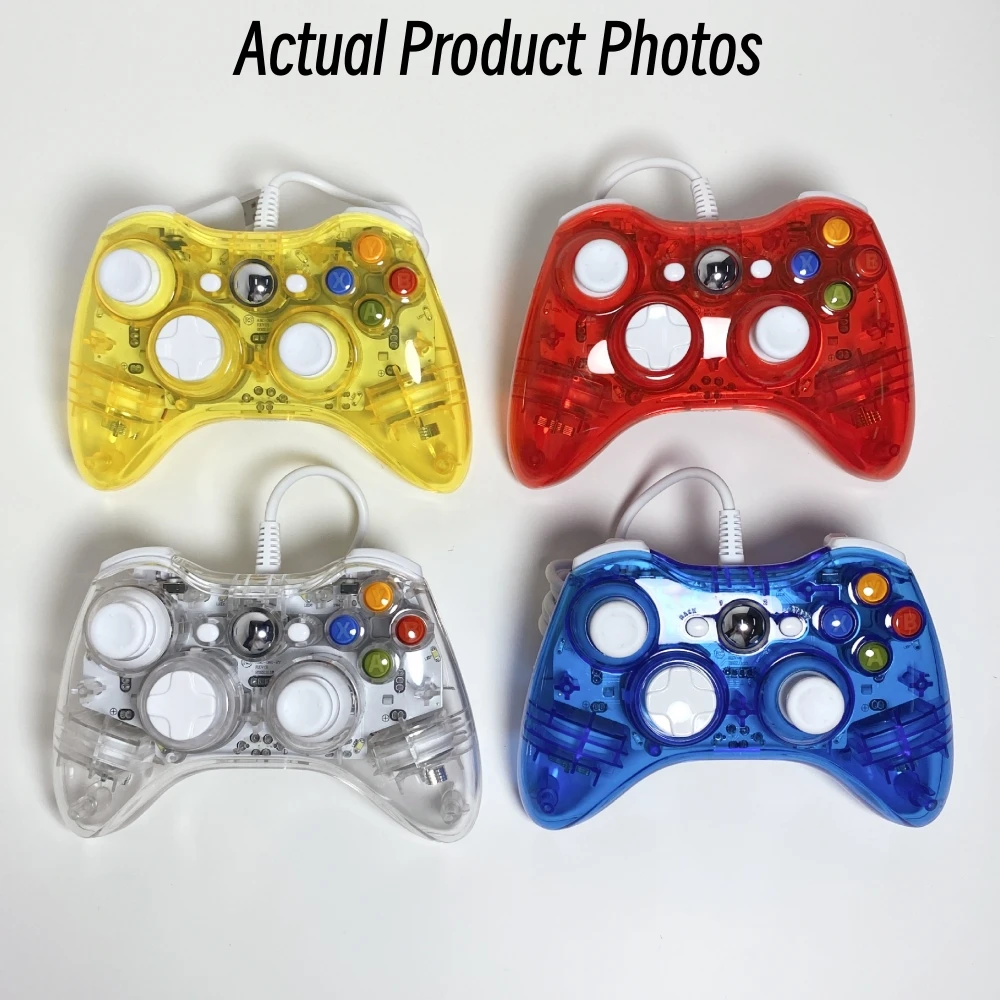 Transparent Gamepads Controller For XBOX 360 Console With LED Light USB Wired Gamepads For Steam PC Computer Laptop Joystick view 6