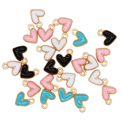 20/50pcs 7*9mm Small Enamel Love Heart Charms for Necklaces Pendants Earrings DIY Colorful Mini Charms Jewelry Finding Making