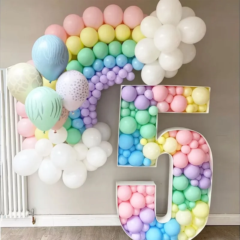 73cm Number Mosaic Balloon Frame 5inch Balloons 0-9 Filling Box Large Number Foam Board for Birthday Anniversary Party Decoratio