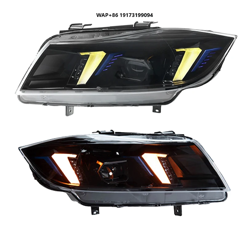 

for-BMW 3 Series 325i 320i 335i E90 Front Head Lights Upgrade Yellow Daytime Running Light LED Projectors Headlights