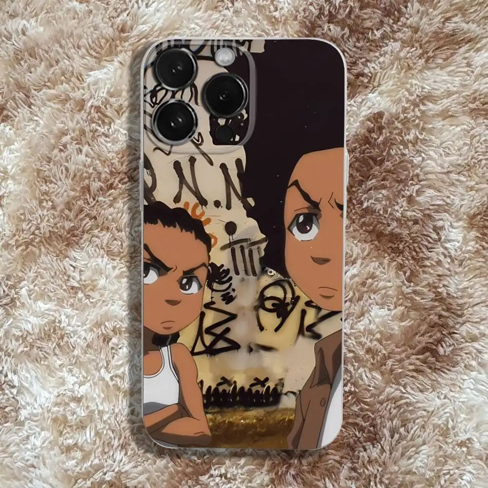 T-The C-Cartoon B-Boondocks Phone Case For iPhone 17,16,15,14,13,12,11 Pro,Max,Plus,X,XS,XR,SE4,E Mini Transparent Soft Cover