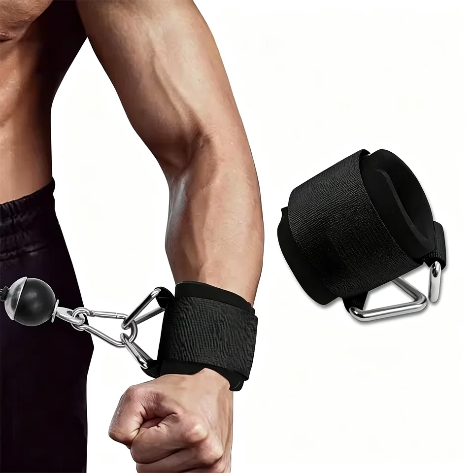 1 PC Heavy Duty D Ring Weight Lifting Wrist Straps Adjustable Deadlift Straps for Cable Machine Gym Workout Fitness Strength